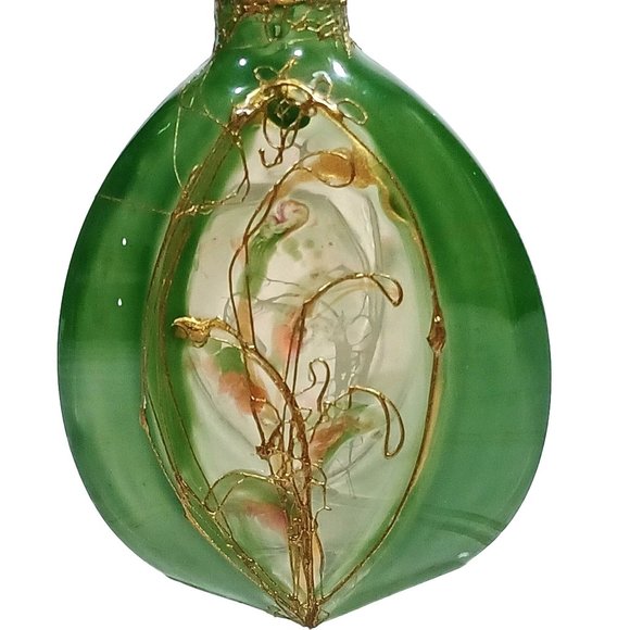 Antique French Glass Perfume Bottle Poss. Daum Nancy Jade Green 24k Gold Vintage - Picture 6 of 13